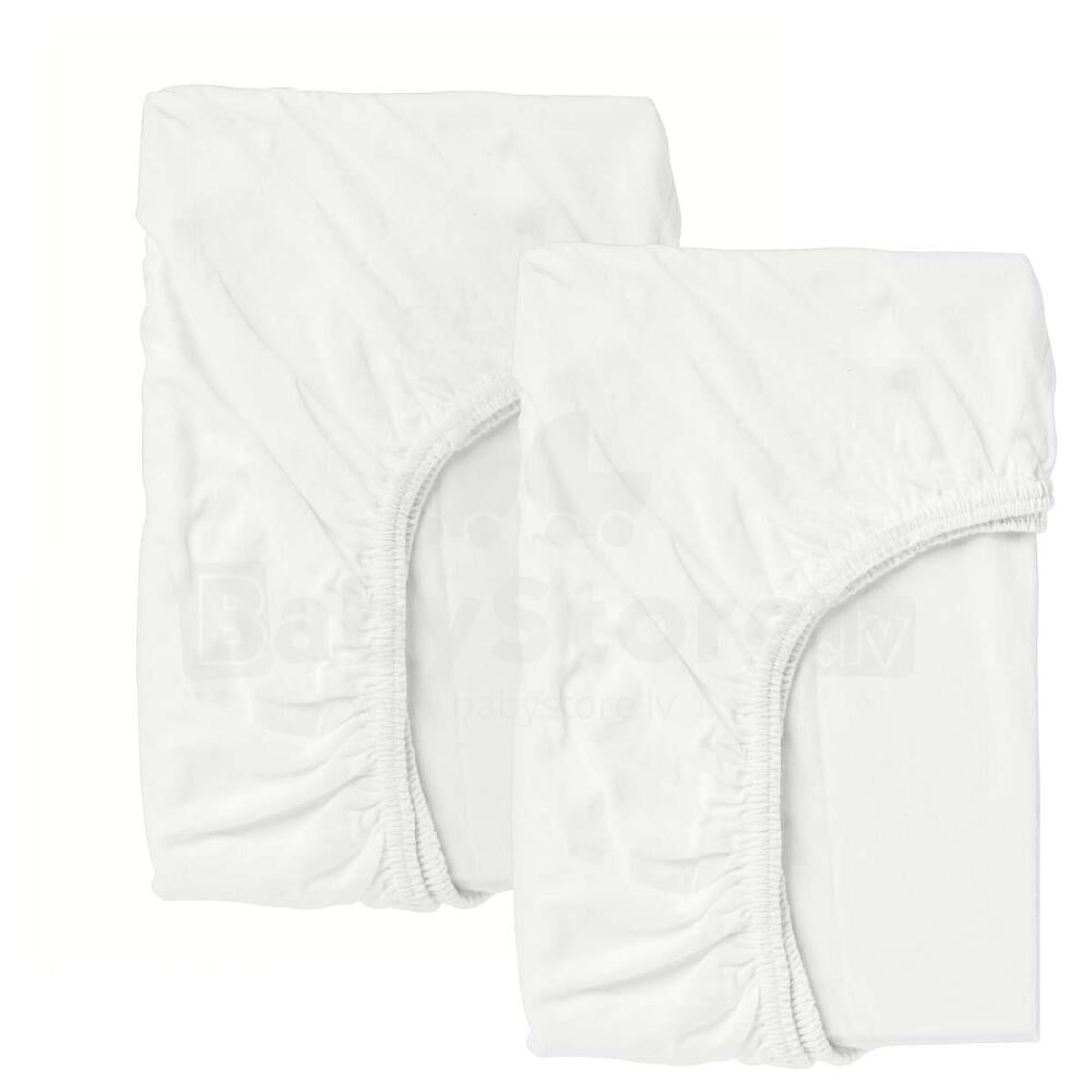 LEN, Cot Fitted Sheet, White, 60x120 cm (2 pcs)