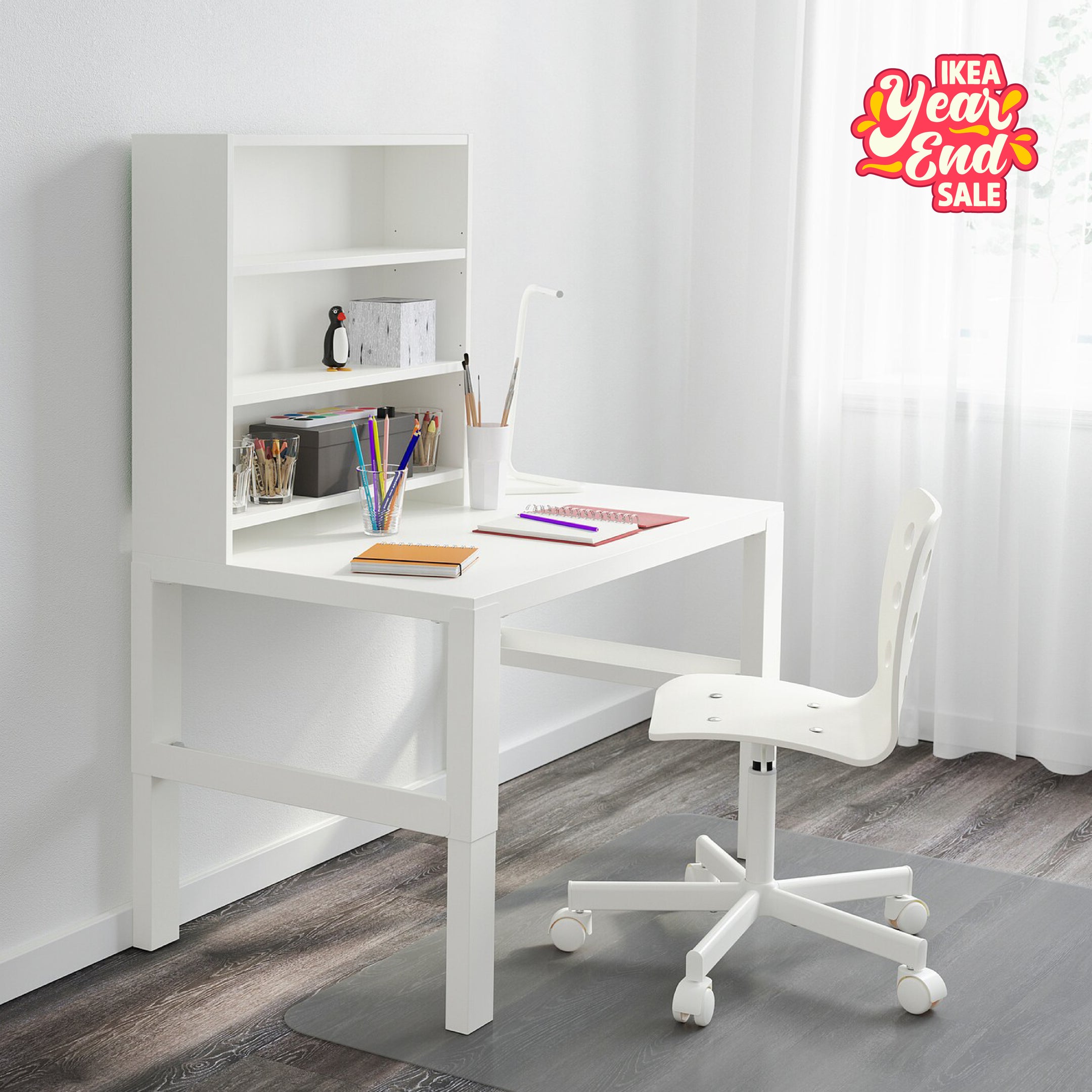 PÅHL Desk with Shelf, White