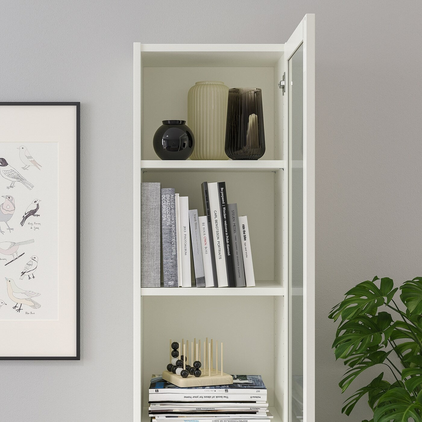 BILLY / OXBERG Bookcase with Panel/Glass Door, 40x30x202 cm