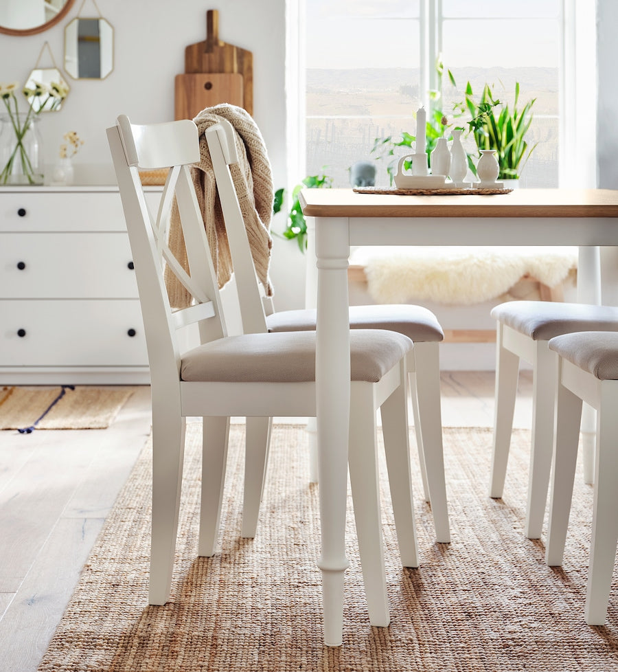 INGOLF Chair, White/Hallarp Beige