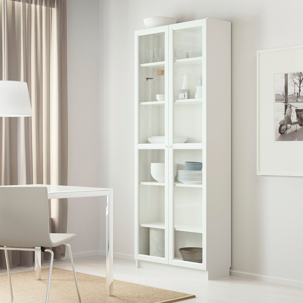 BILLY / OXBERG Bookcase with Glass Door, 80x202 cm