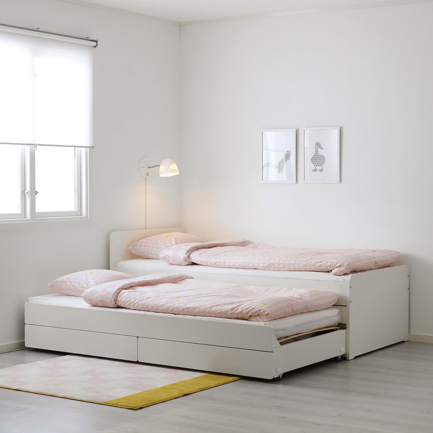 SLÄKT Bed Frame with Pullout and Storage